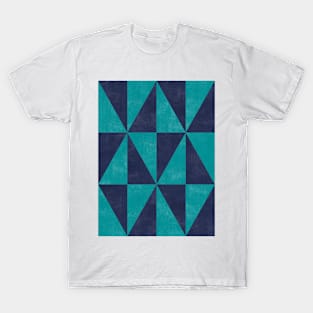 Geometric Triangle Pattern - Turquoise, Blue Concrete T-Shirt